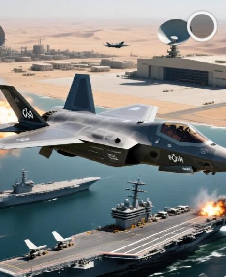 波斯湾战云密布，美军航母舰队和空军力量齐聚，还有英、以等国空军助阵，上千架战机随