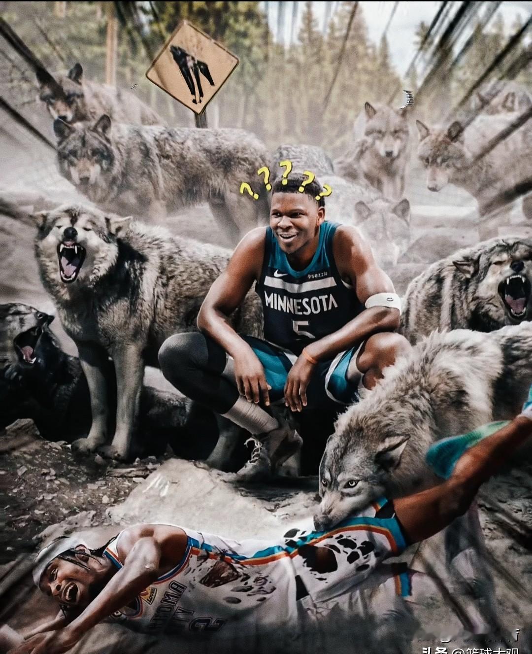 雷霆的命门，不是投不进，而是拿不到球。
森林狼撕开了一道口子：过半场就夹击亚历山