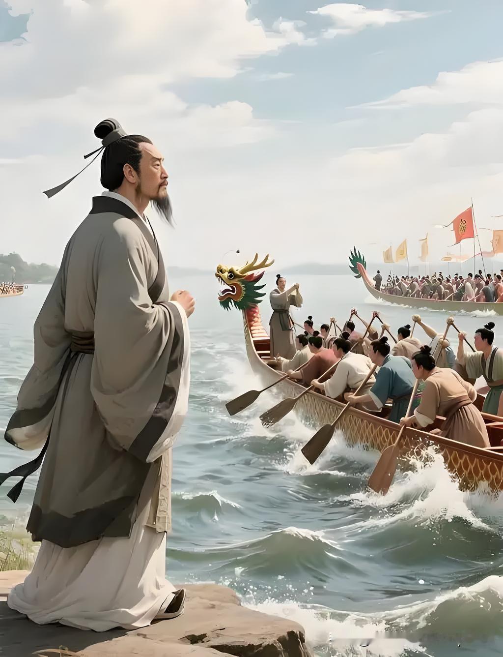 《端午》
——宋・胡仲参
千年流水去滔滔，
此日人来吊汨罗。
江上画船无买处，