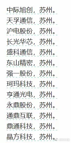 昨晚都在说，苏州的高光时刻来了。中际旭创是苏州的，天孚通信是苏州的，沪电股份是苏