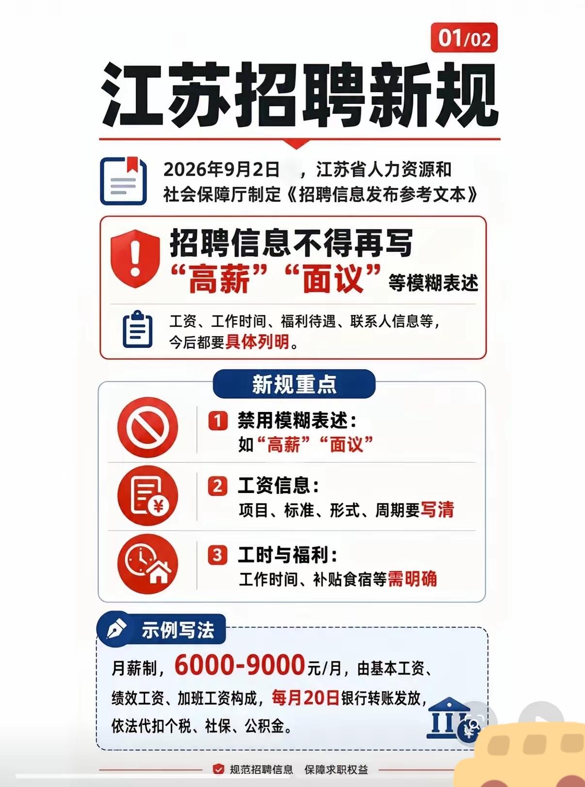 招聘文案有了规范：江苏省人力资源和社会社会保障厅规定《发布信息参考文本》，招聘信