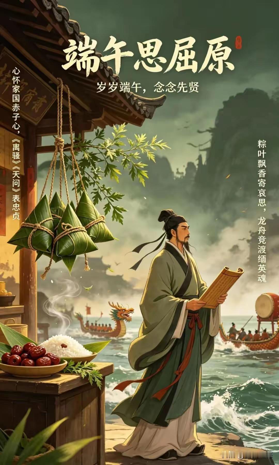 《七律·沉怀千古》
   （2026端午节）

楚苑风烟逐逝川，
灵均孤愤照云天