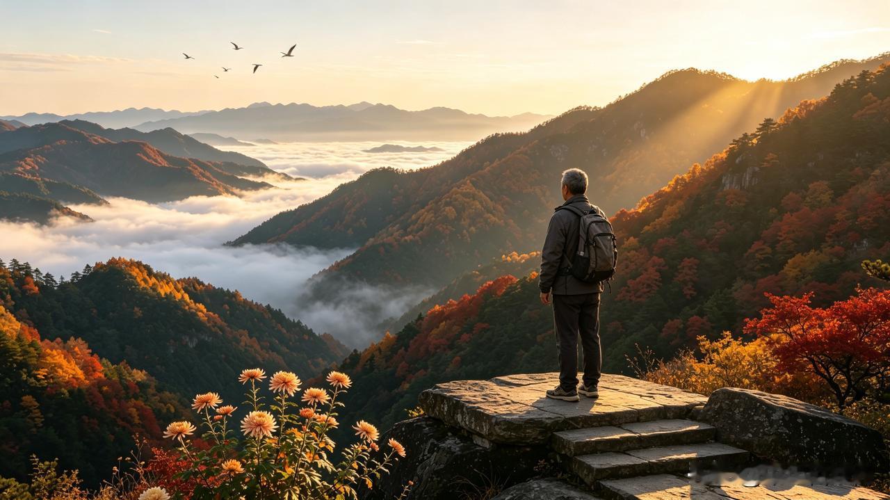 重阳联语，登高寄秋
 
登高望远，西风漫染千山色
把盏吟秋，晚菊轻凝一径香
 