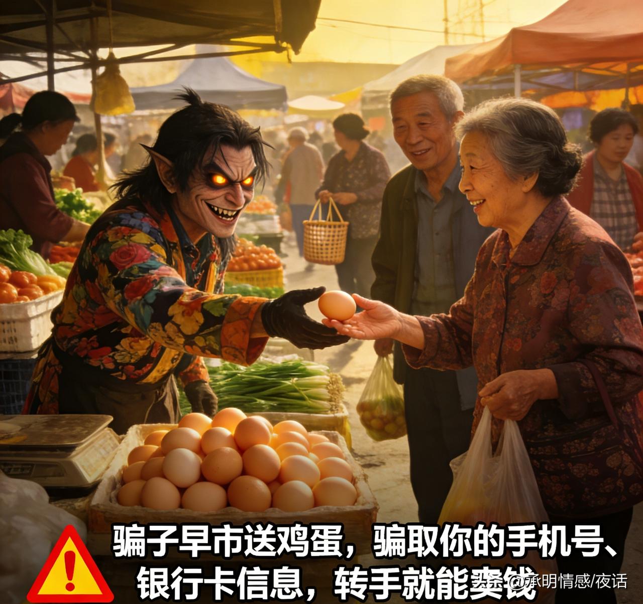 你怎么看街头“扫码送鸡蛋”的套路 
家人们注意啦！警惕“扫码送鸡蛋”陷阱，别为小