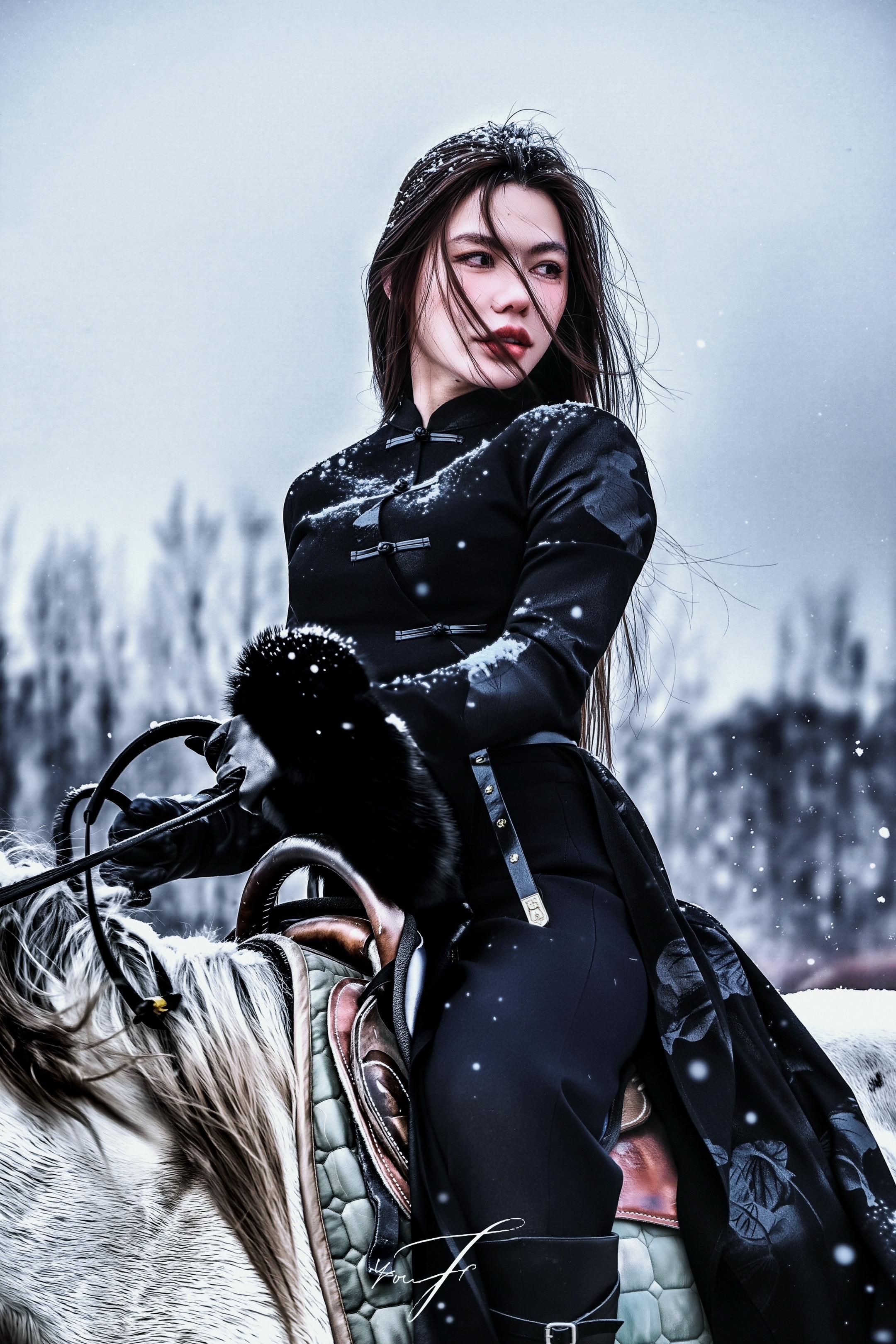 长安玄甲骑射营。长安雪，落满衫。 马踏霜，过城南。 一程风雪，半阙长安。