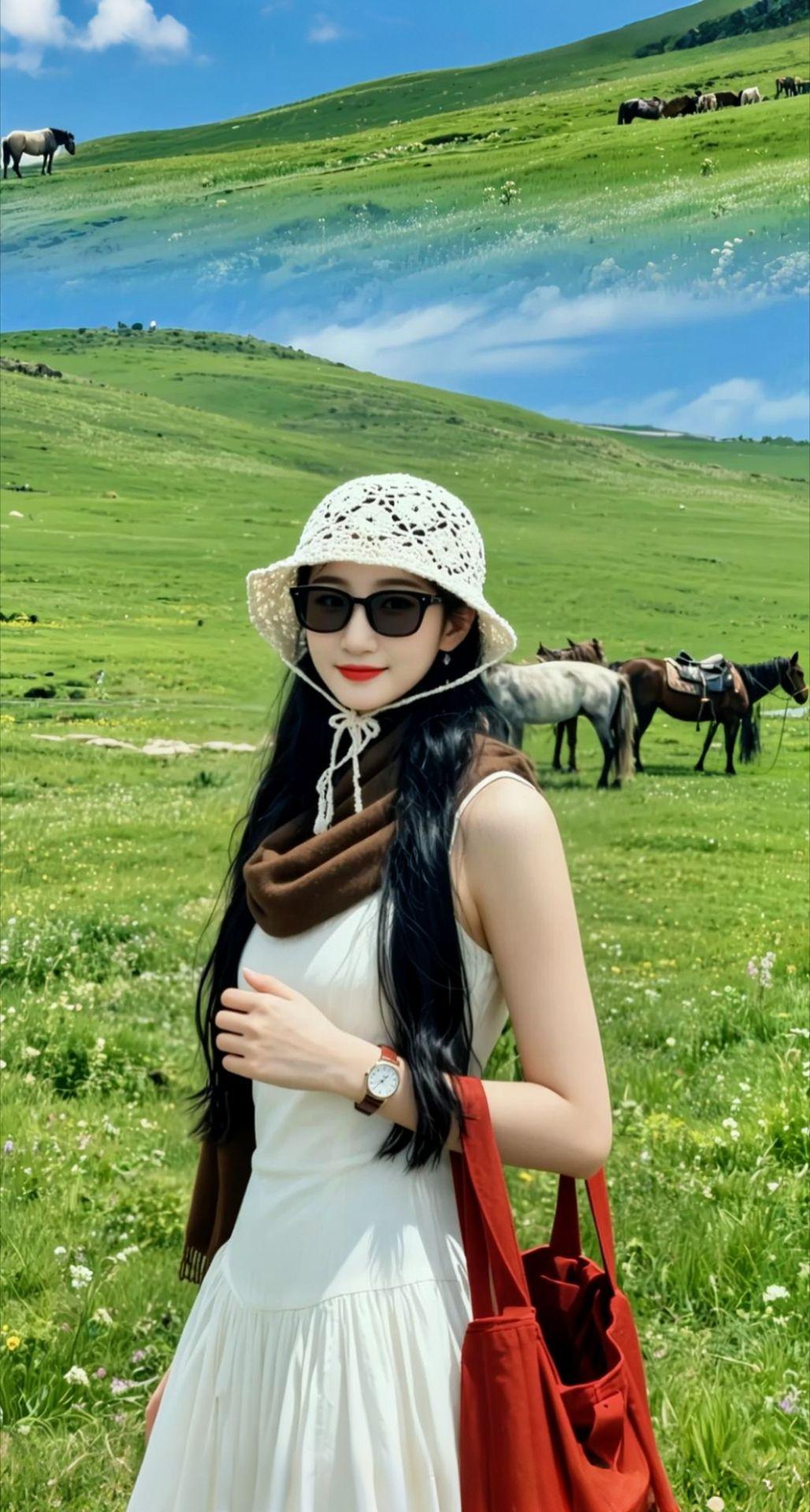 AI扩图 AI草原旅人照