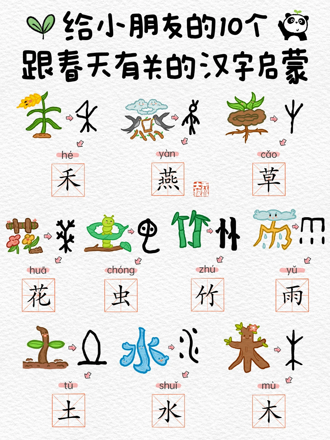 给小朋友的10个跟春天有关的汉字启蒙🌱