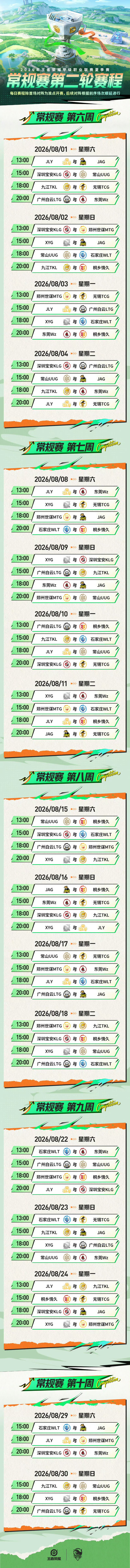 2026年K甲夏季赛 常规赛赛程表公布⭐第一轮将于6月22日正式开始！⭐第二轮将
