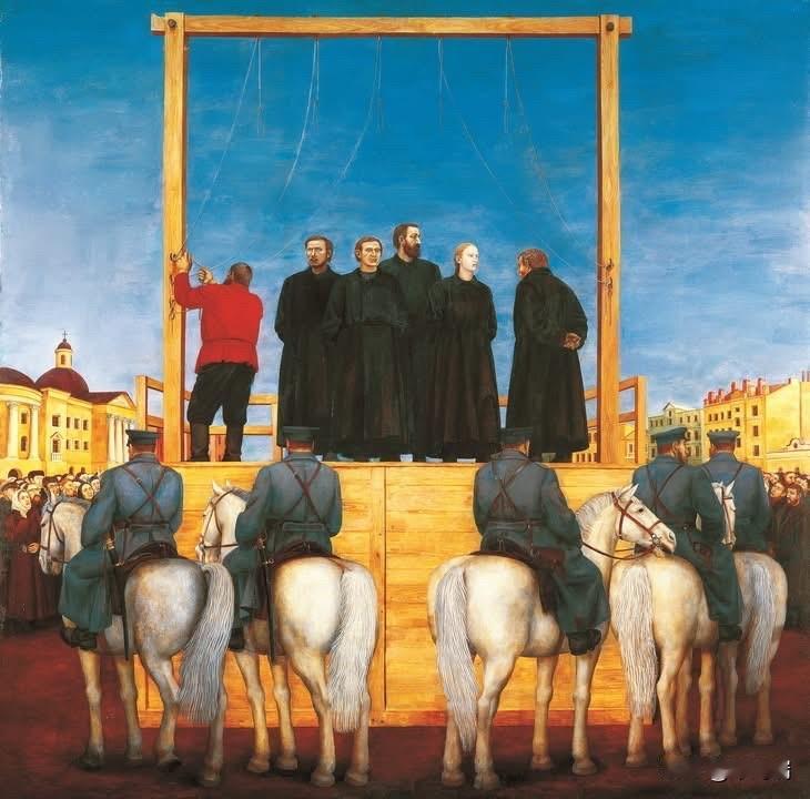 这幅油画名为《民意党人的绞刑》（Execution of members of 