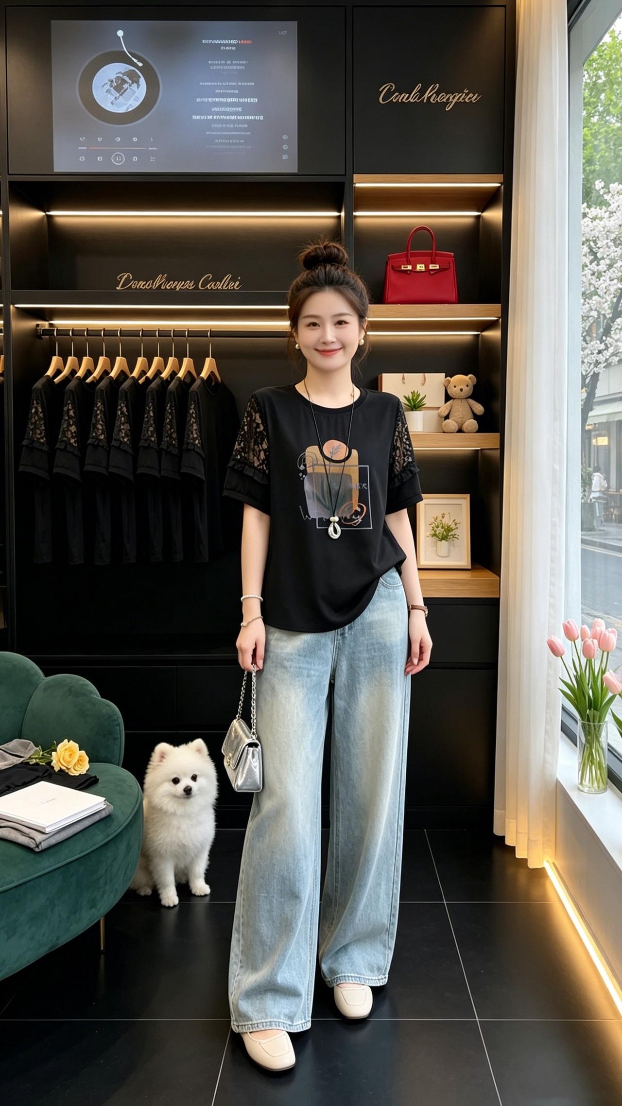 宽松遮肉T恤 休闲百搭洋气减龄夏季新款