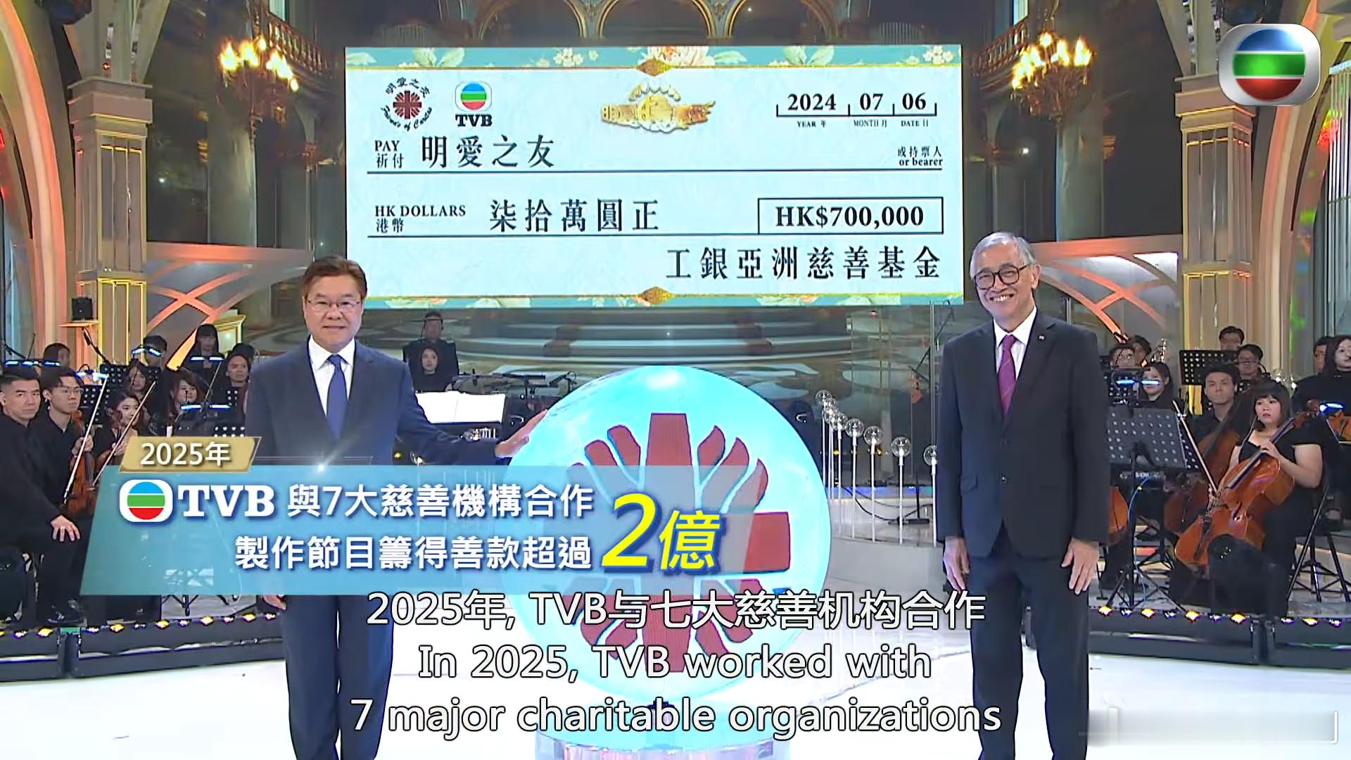 香港国际影视展 TVB在2025年与7大慈善机构合作举办慈善晚会，筹集善款超过2