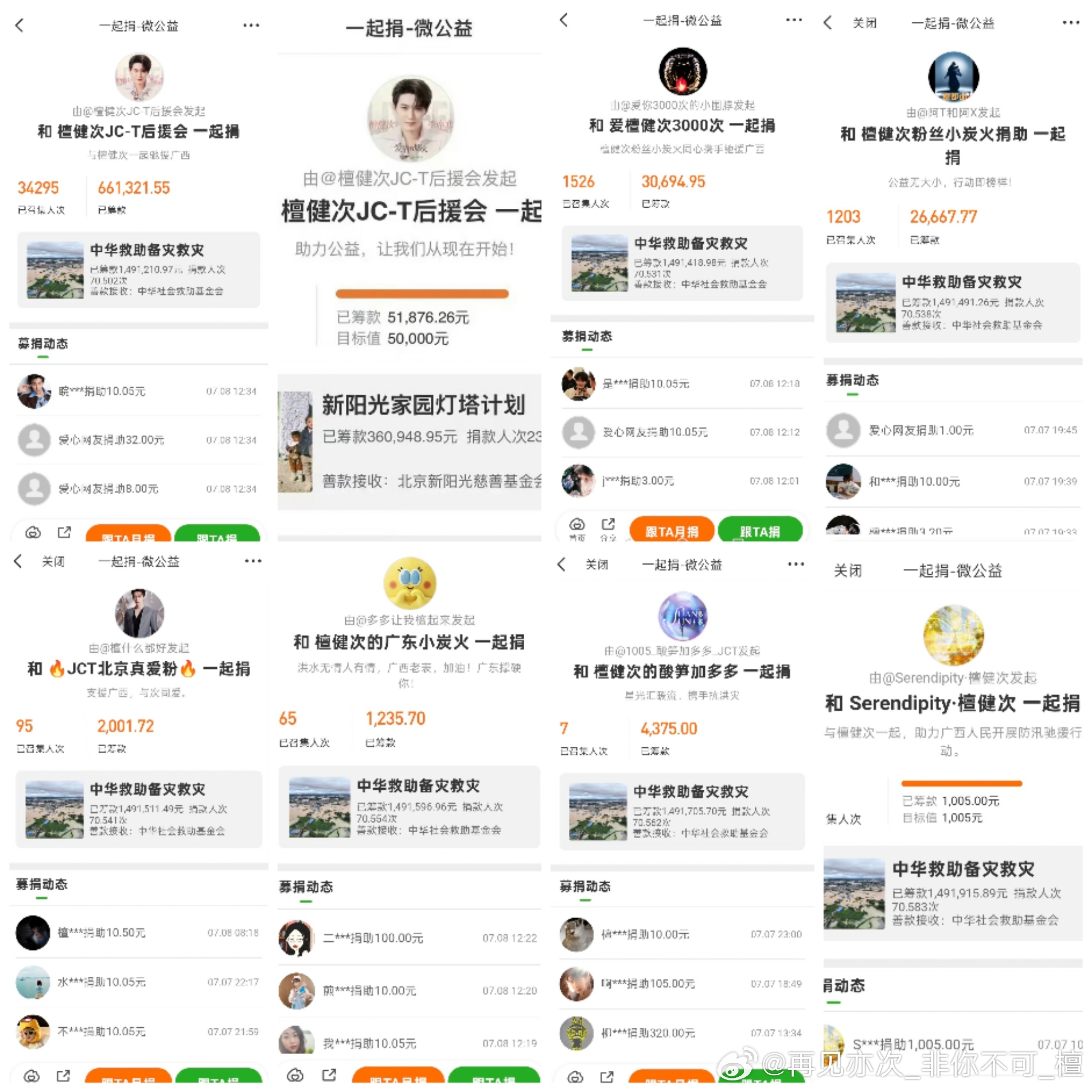 公益不止步，檀健次家属小炭火捐款持续增长，已超80万+! 