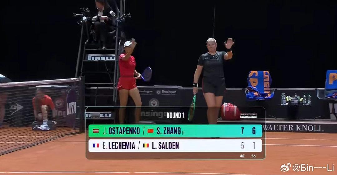 帅姐奥胖组合顺利拿下斯图加特赛开门红WTA500🇩🇪斯图加特站女双首轮，🇨