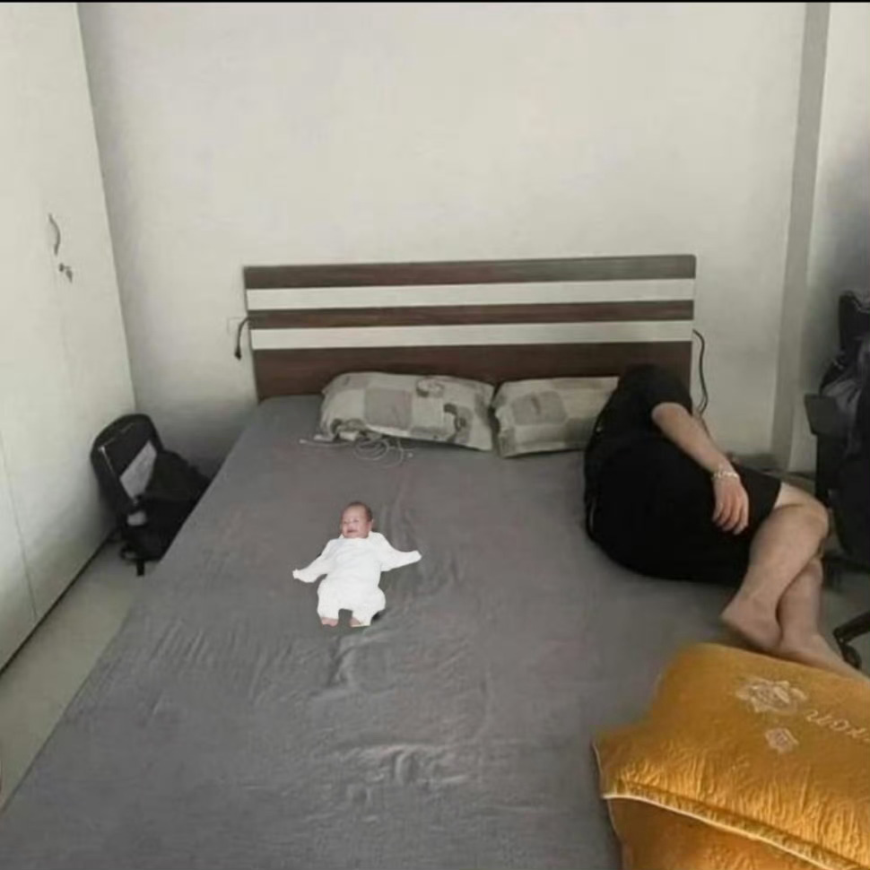 让这个小孩自己玩一会 