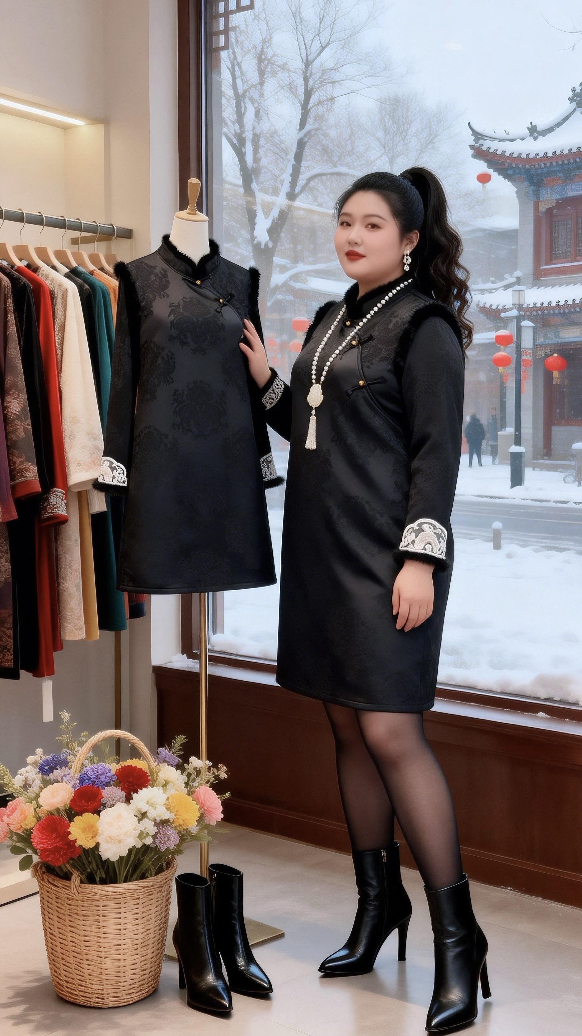 大码女装 新中式穿搭 国风服饰  高级感穿搭 胖妹妹的冬季有效穿搭