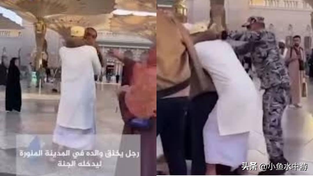 一名朝圣者在沙地阿拉伯圣城麦地那（Medina）一间回教堂里，用手臂紧紧勒着患病