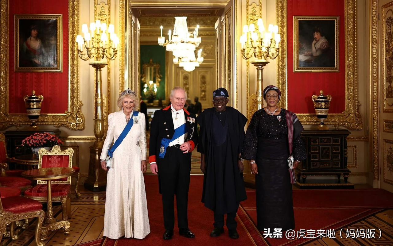 迎接尼日利亚🇳🇬总统夫妇的晚宴！查尔斯卡米拉国王夫妇、威尔士王储夫妇盛装出席