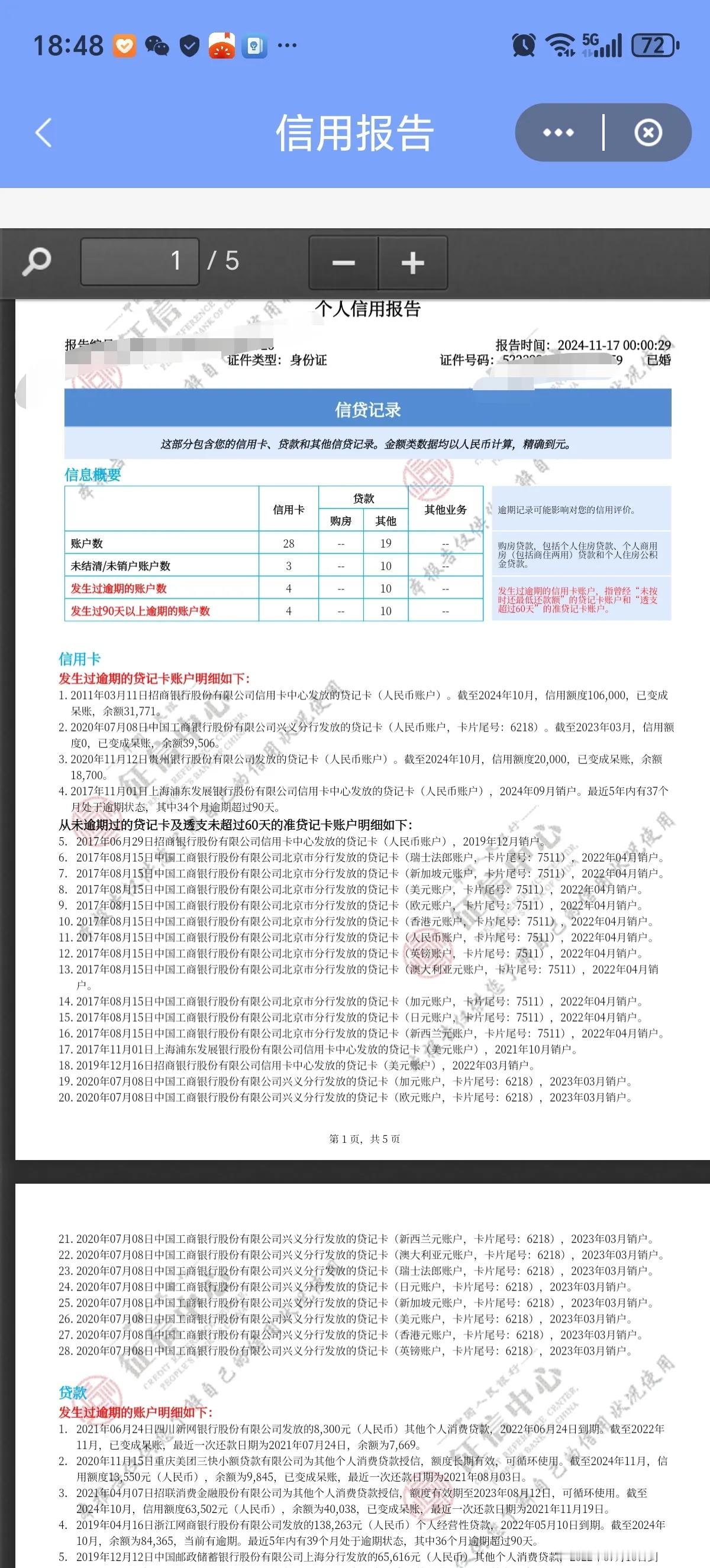 这样的征信报告简直无语了，有多少人能做到这样？以前为诚信而不失信，现在为了失信而