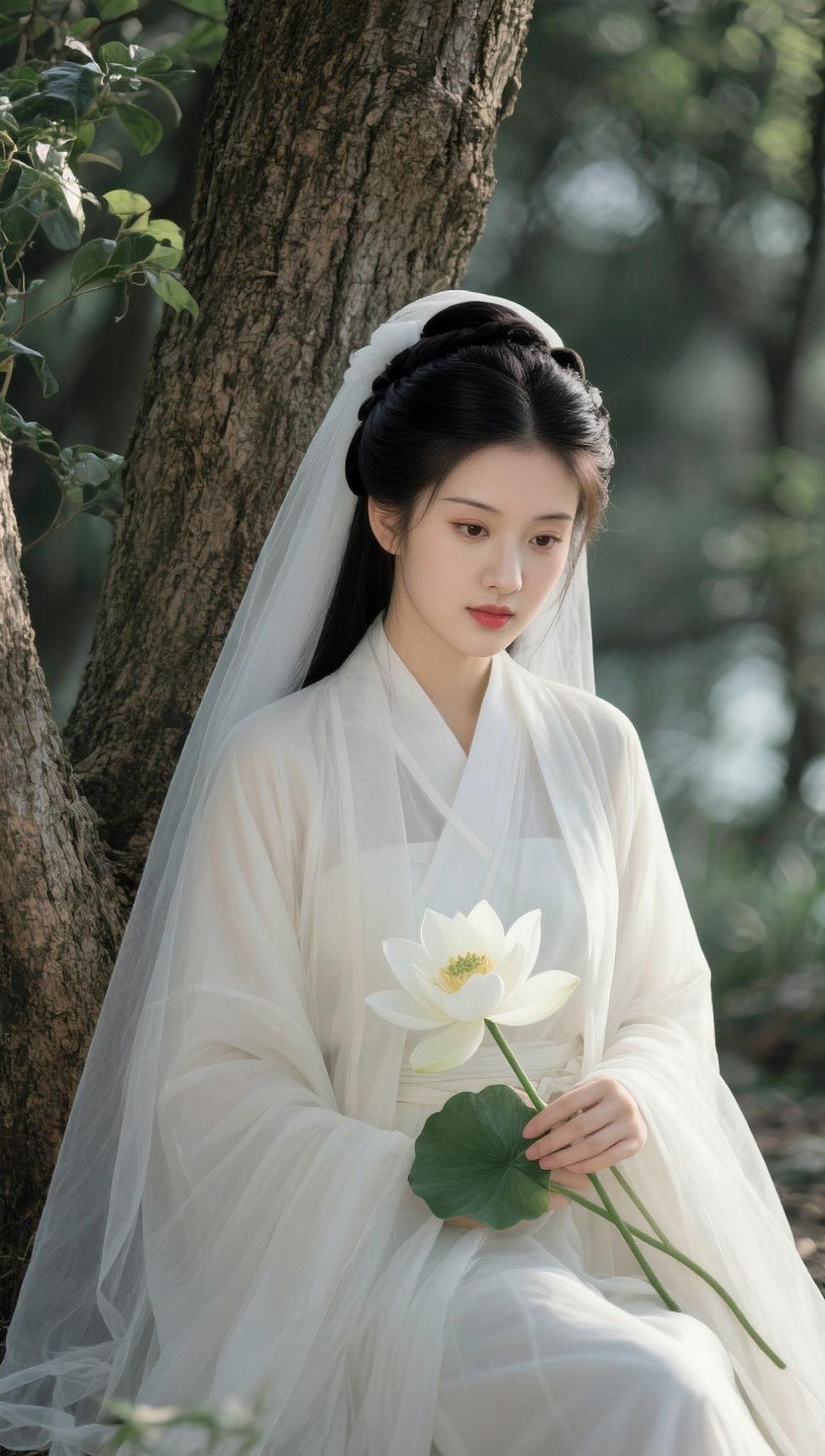 AI林下白裳照 抖音ai创作