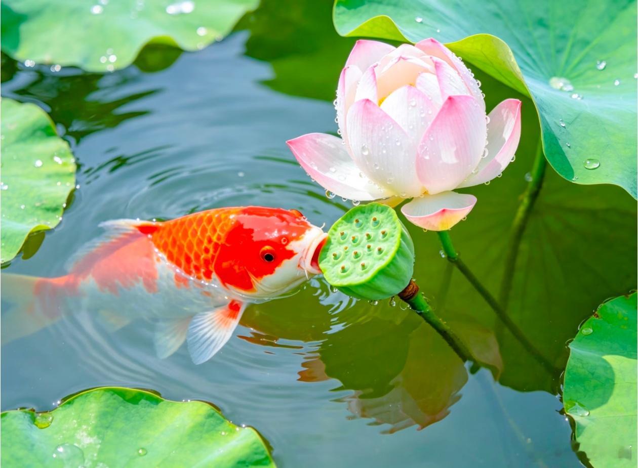 鱼拱莲，寓意着好运连连，寓意着财源滚滚。想要的都点赞接下吧。接下来坐等就可以了。