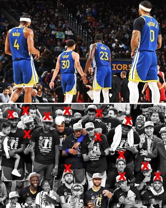 勇士目前阵容中，与库里一起拿过冠军的球员就只剩下格林，穆迪和小佩顿了：

1、格