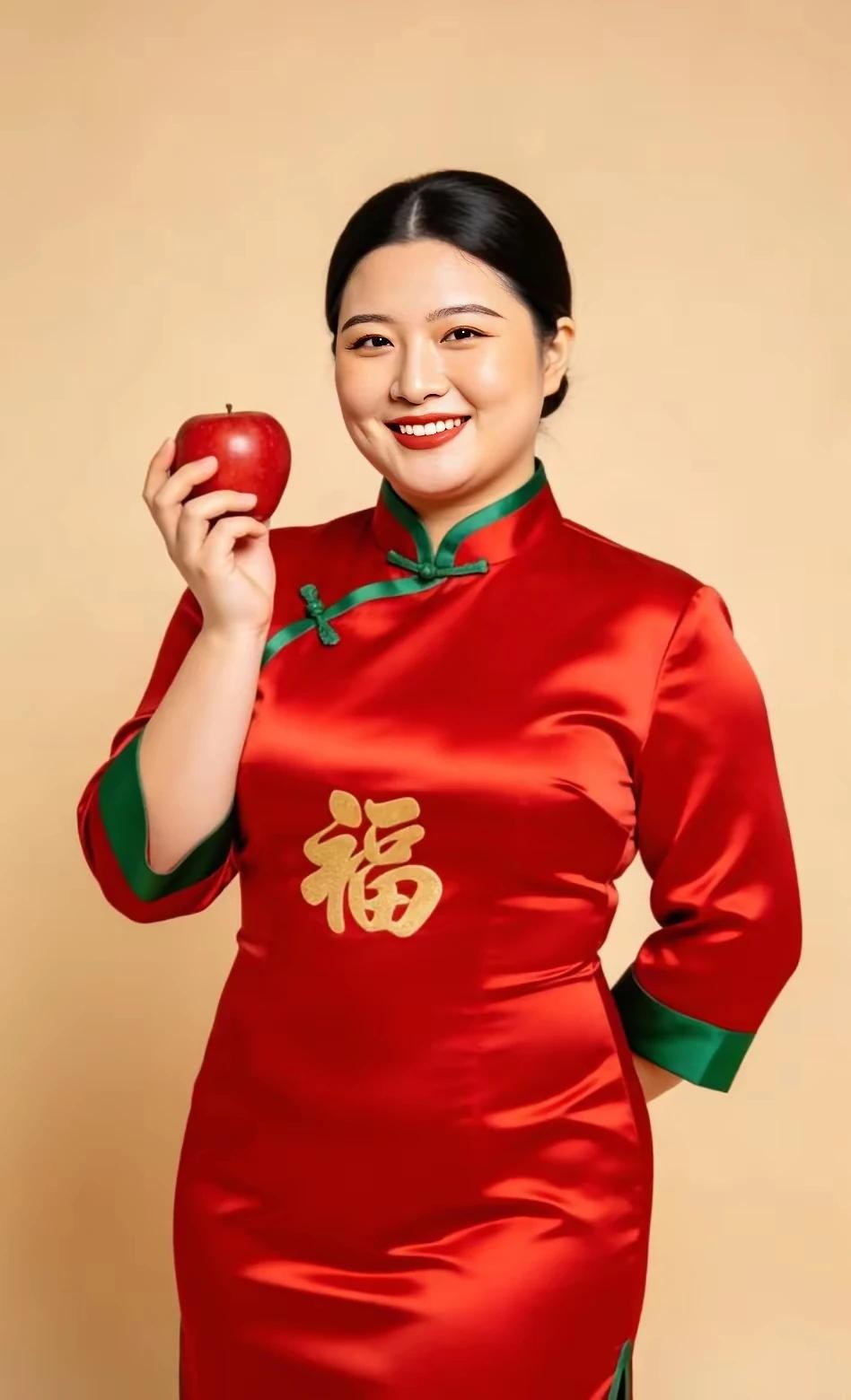 北方女子爱红妆，
衬的肤白人漂亮。
寓意财旺人更旺，
合家欢乐幸福长。