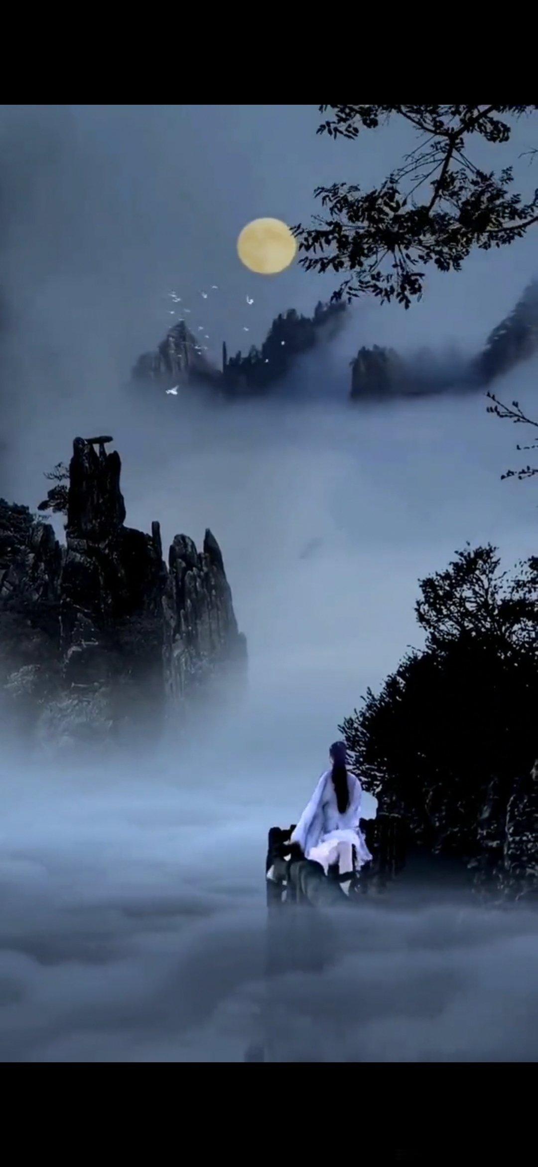 #情感# 原创——七绝·寒烟烟笼寒溪云漠地，月明何处笛声悲。夜深风露侵罗幌，疑是