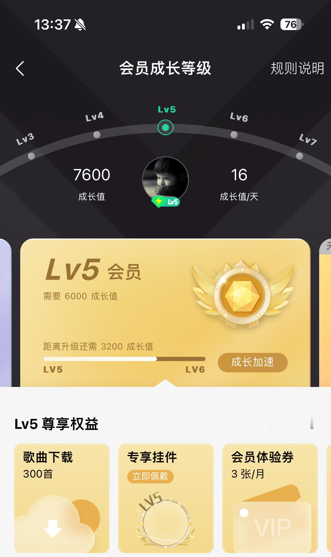 在用QQ音乐的朋友会员都几级了我基本都是月充的，这Lv5算是什么水平[揣手] ​