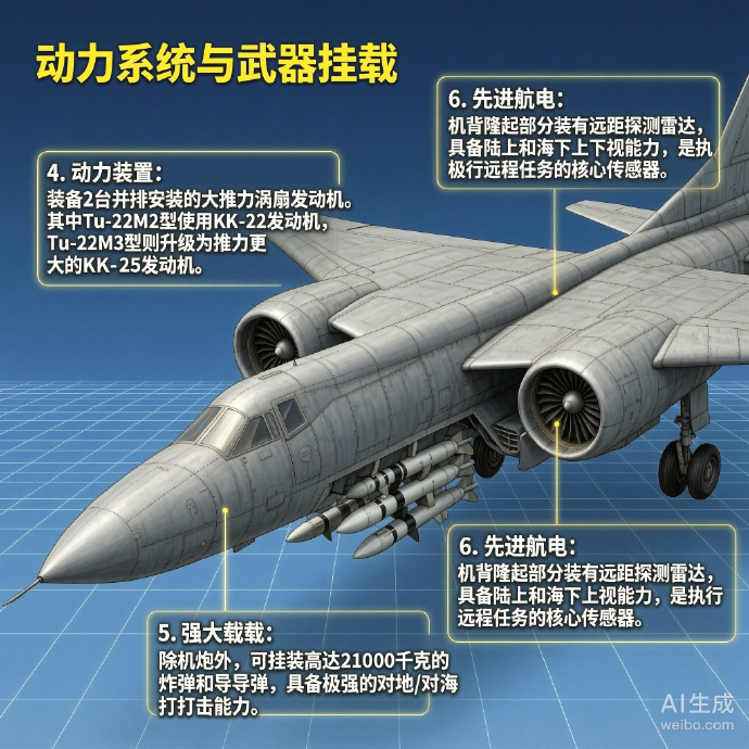 军事ai新视野 俄罗斯Tu-22M“逆火”轰炸机Tu-22M“逆火”（Backf