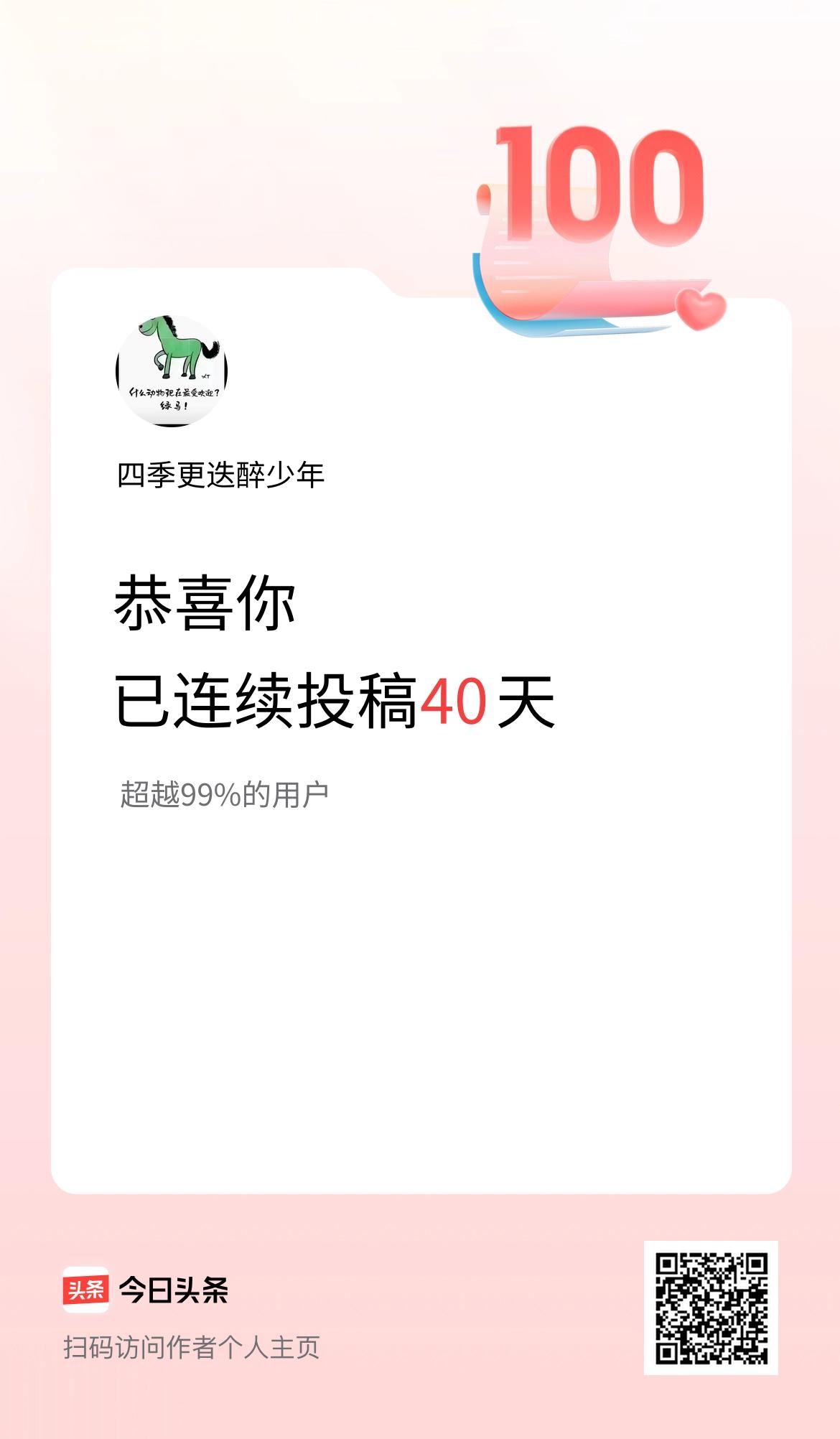 我在头条连续投稿40天