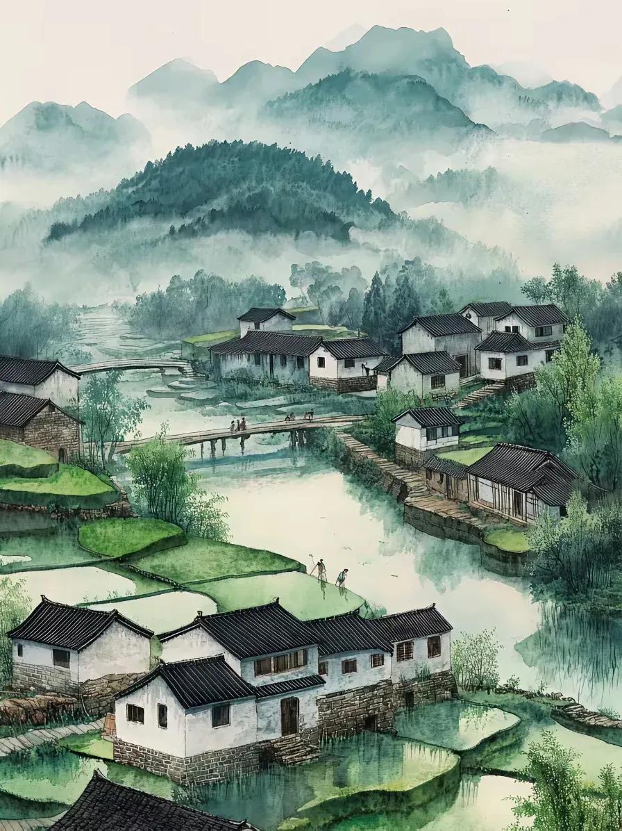 田园风光无限好，静谧祥和暖人心。