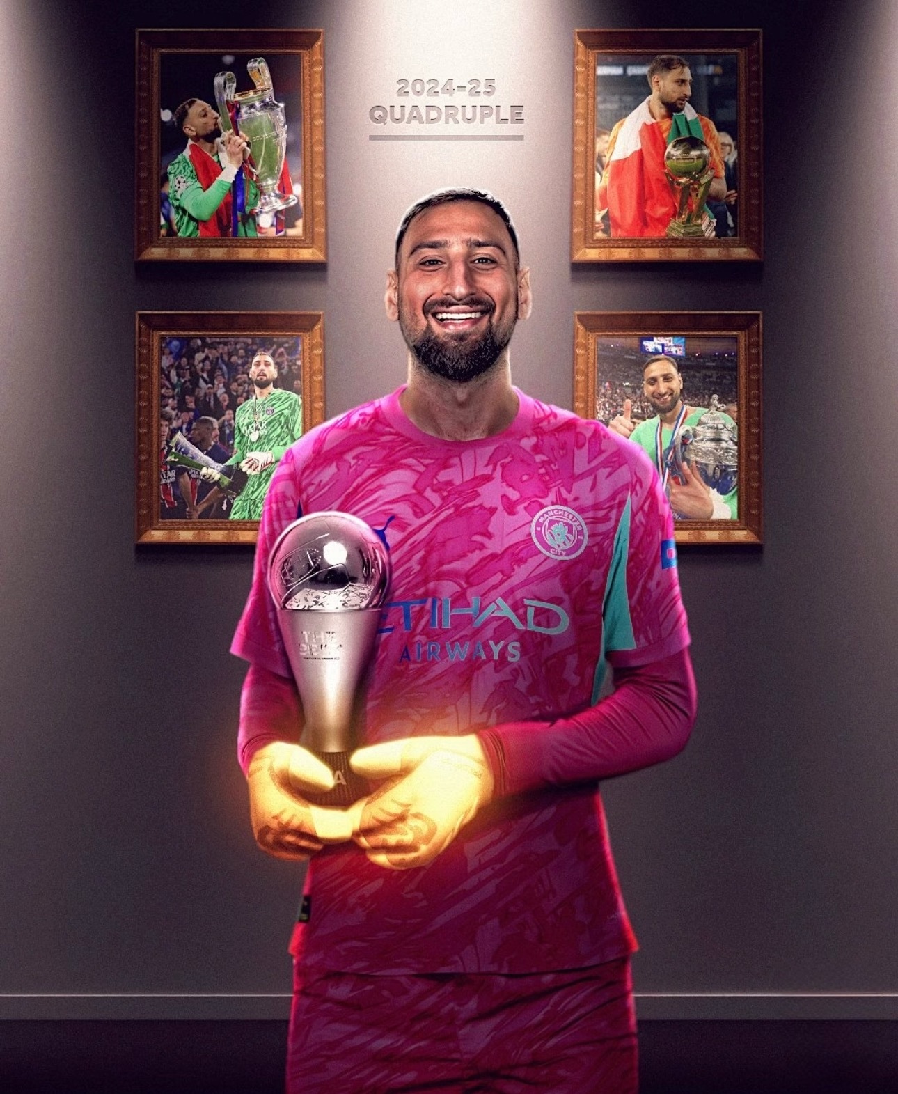 北京时间12月16日，FIFA官宣多纳鲁马当选2025年度最佳门将，这是这位26