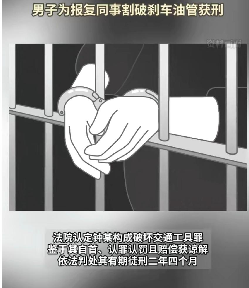 这报复心太可怕了！男子因同事开玩笑，竟深夜割破对方刹车油管！

真是又蠢又坏！ 