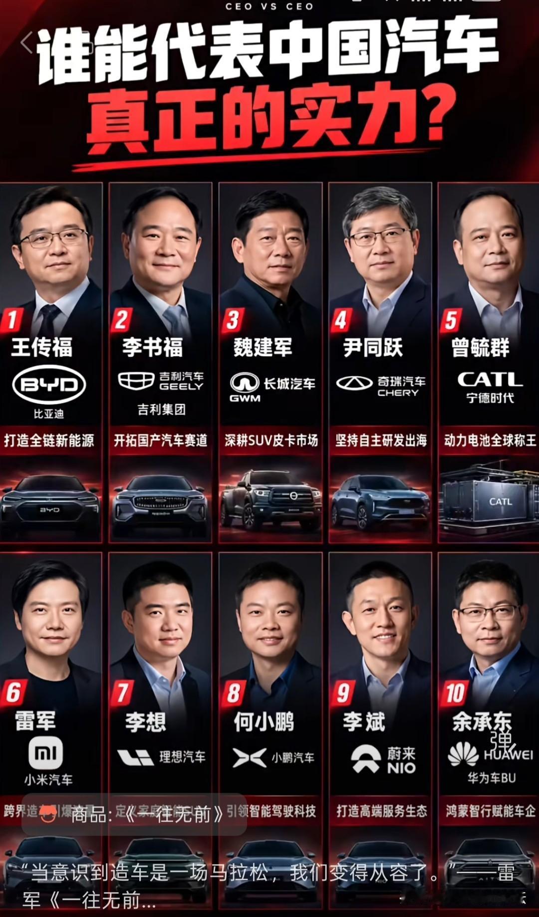 目前造车的最火的一群大佬。
现在就是造车最好的时代。