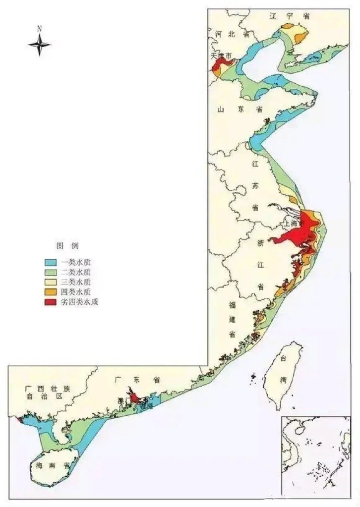我国沿海海域水质情况，这三个地方水质最差