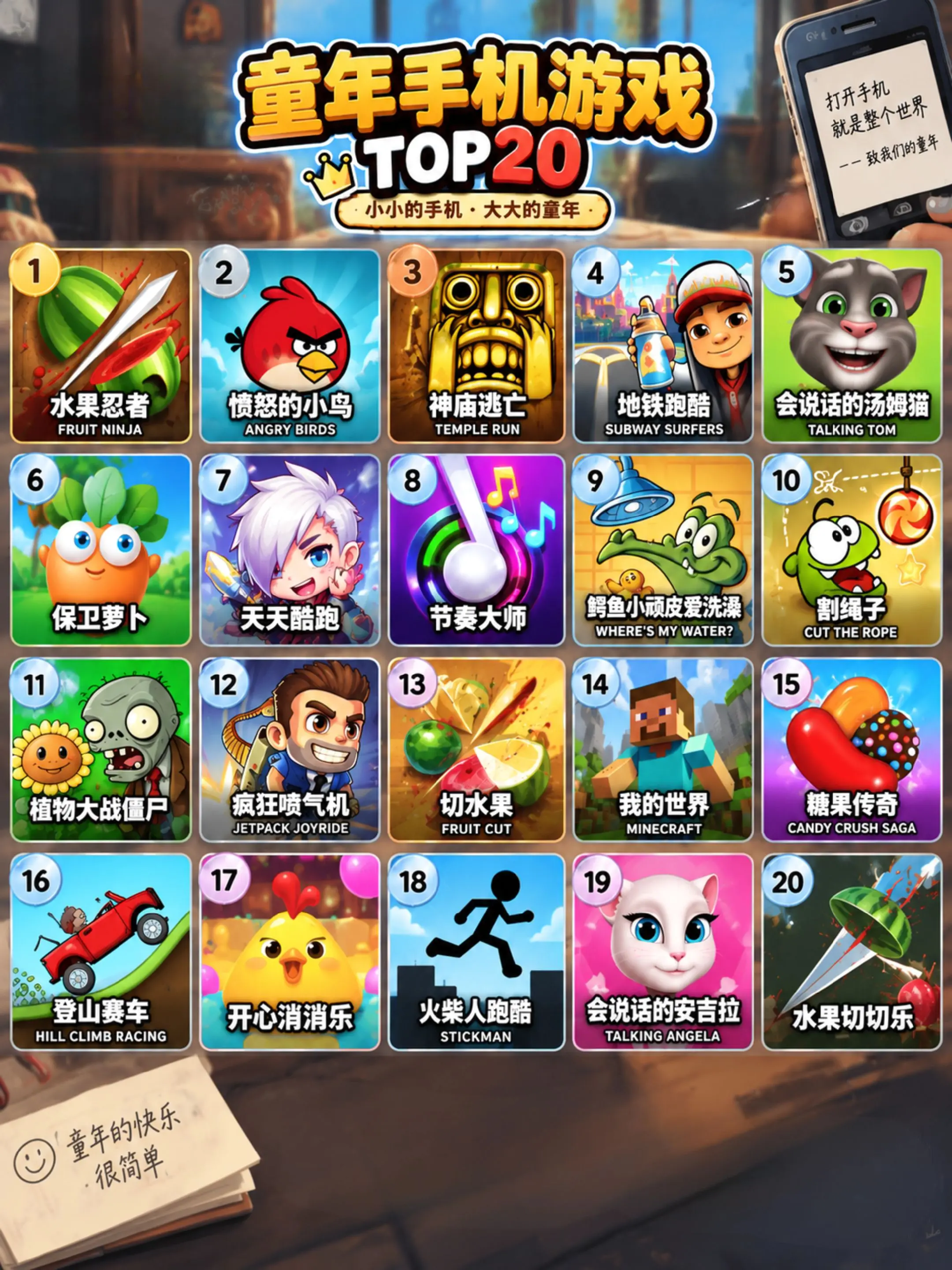 童年手游top20。你玩过哪一款？