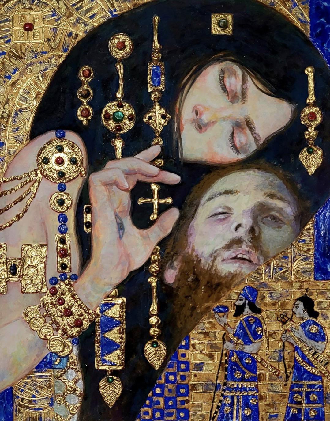 这是艺术家Bahman Perzechkzad在2022年创作的丙烯画《莎乐美》