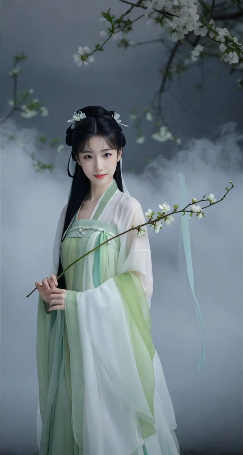 AI扩图 AI雾境梅影女