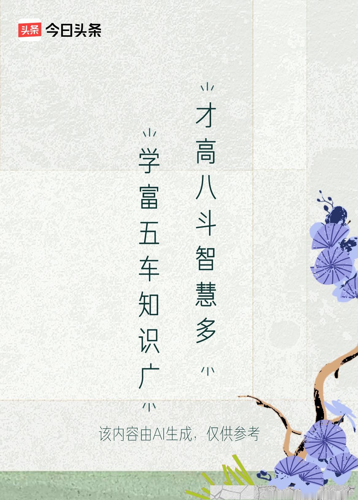 学富五车知识广
才高八斗智慧多