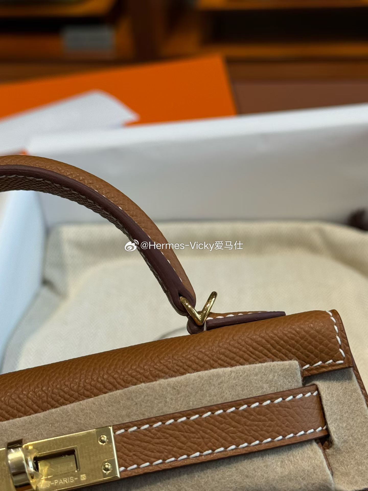Kellymini二代 Epsom皮 金棕 金扣爱马仕hermes