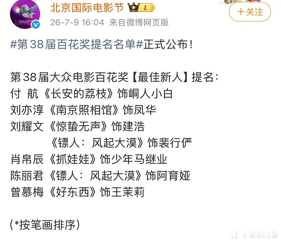 百花奖最佳新人给陈丽君的话没啥争议吧 