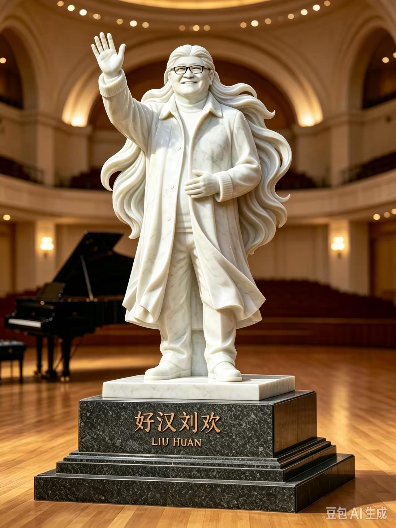 这雕像像是在招手，好有气场！