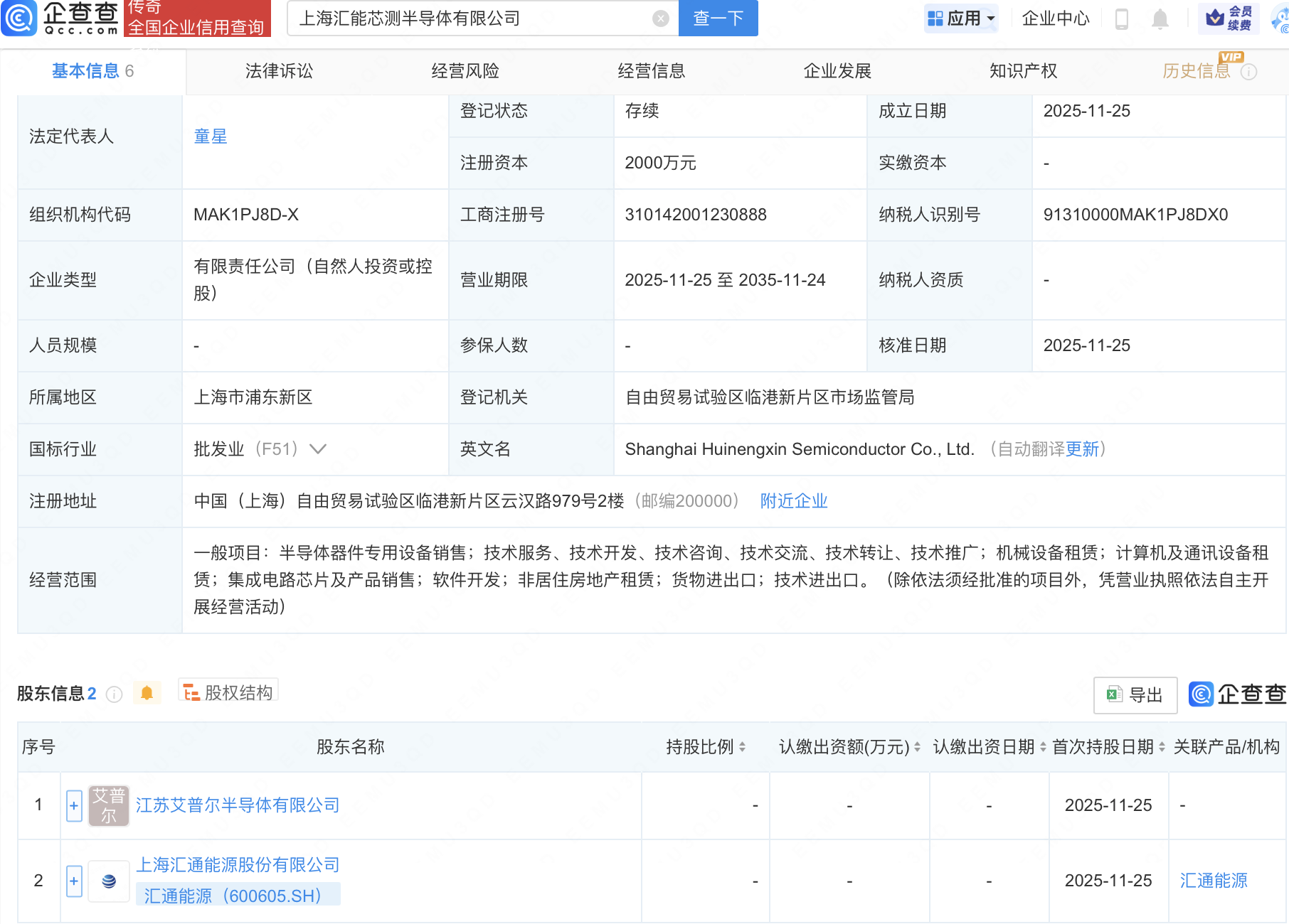 汇通能源等成立芯测半导体公司