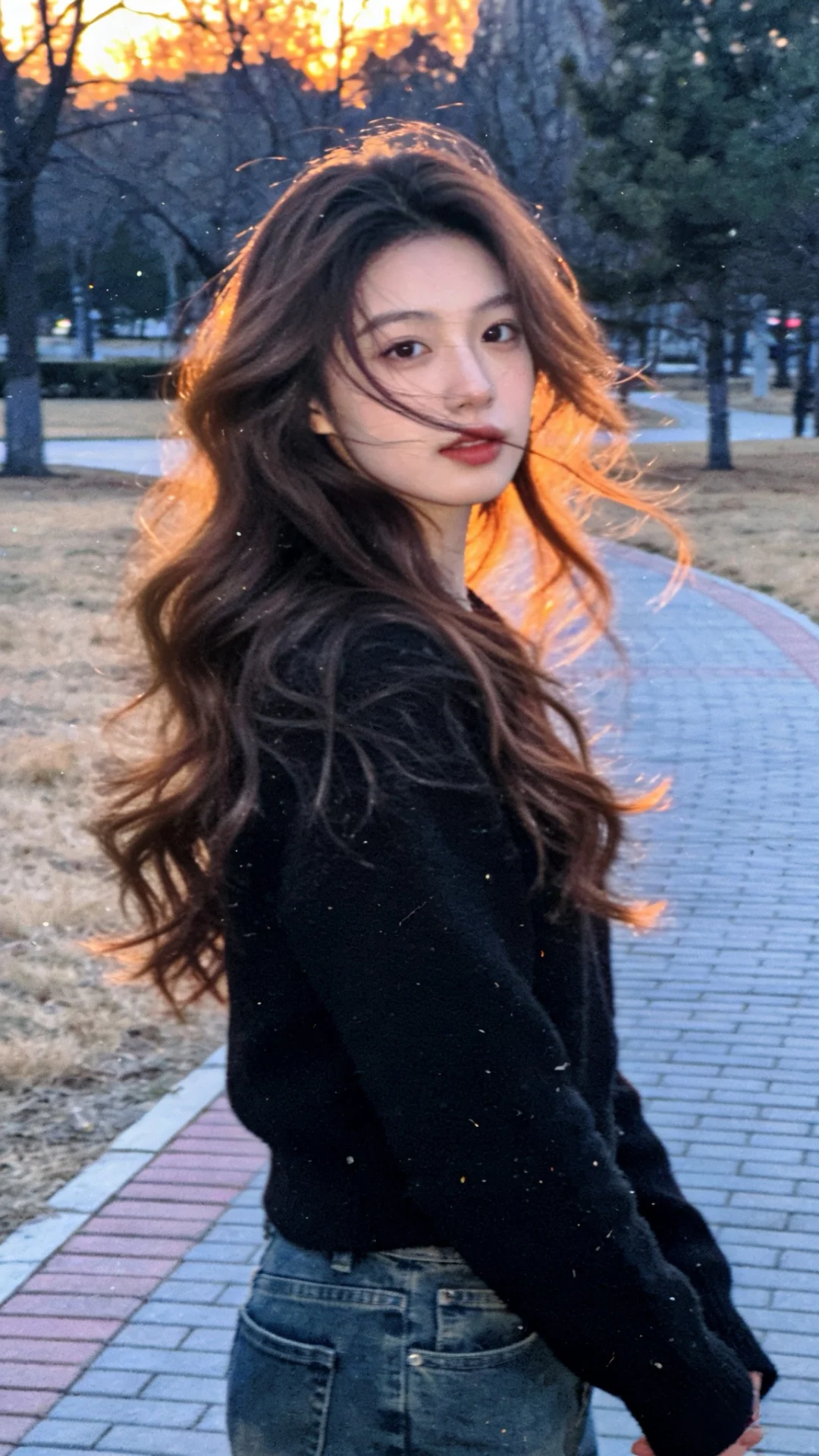 橘色余晖落满肩