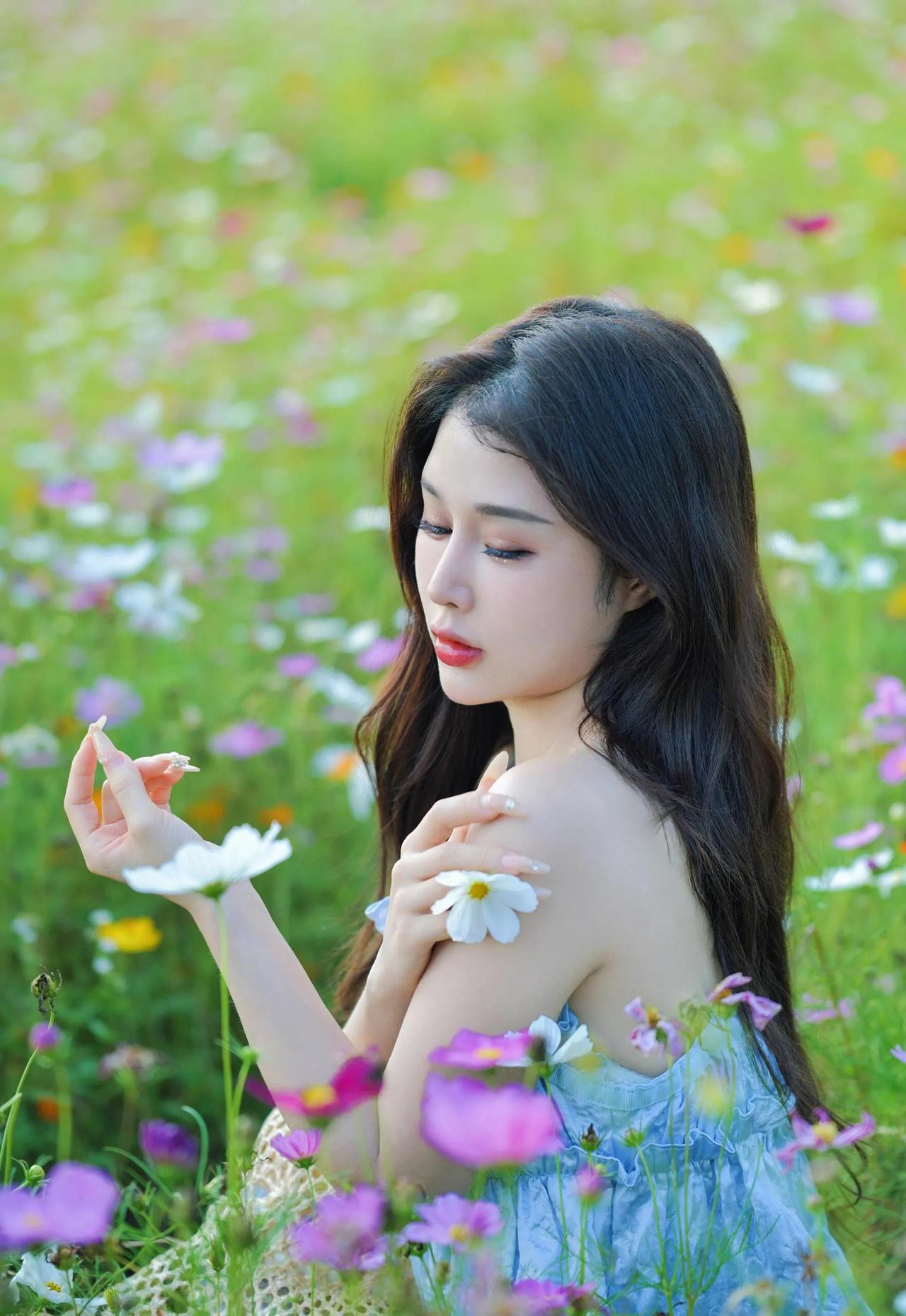 在花海中