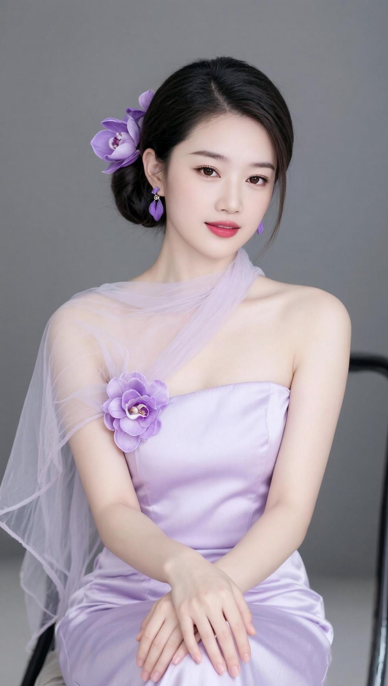 AI淡紫花卉写真 抖音ai创作