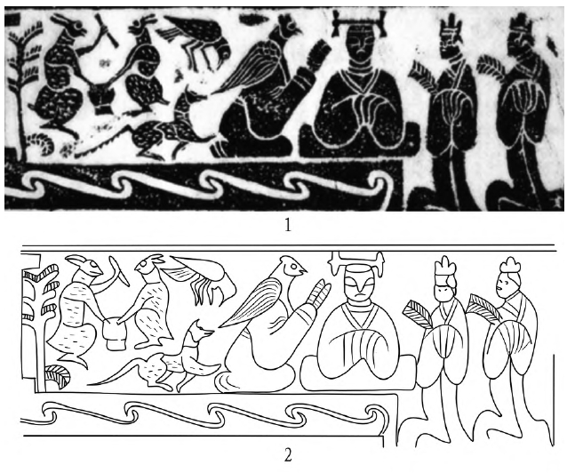 陕西绥德县四十里铺墓门楣画像石（局部） 
