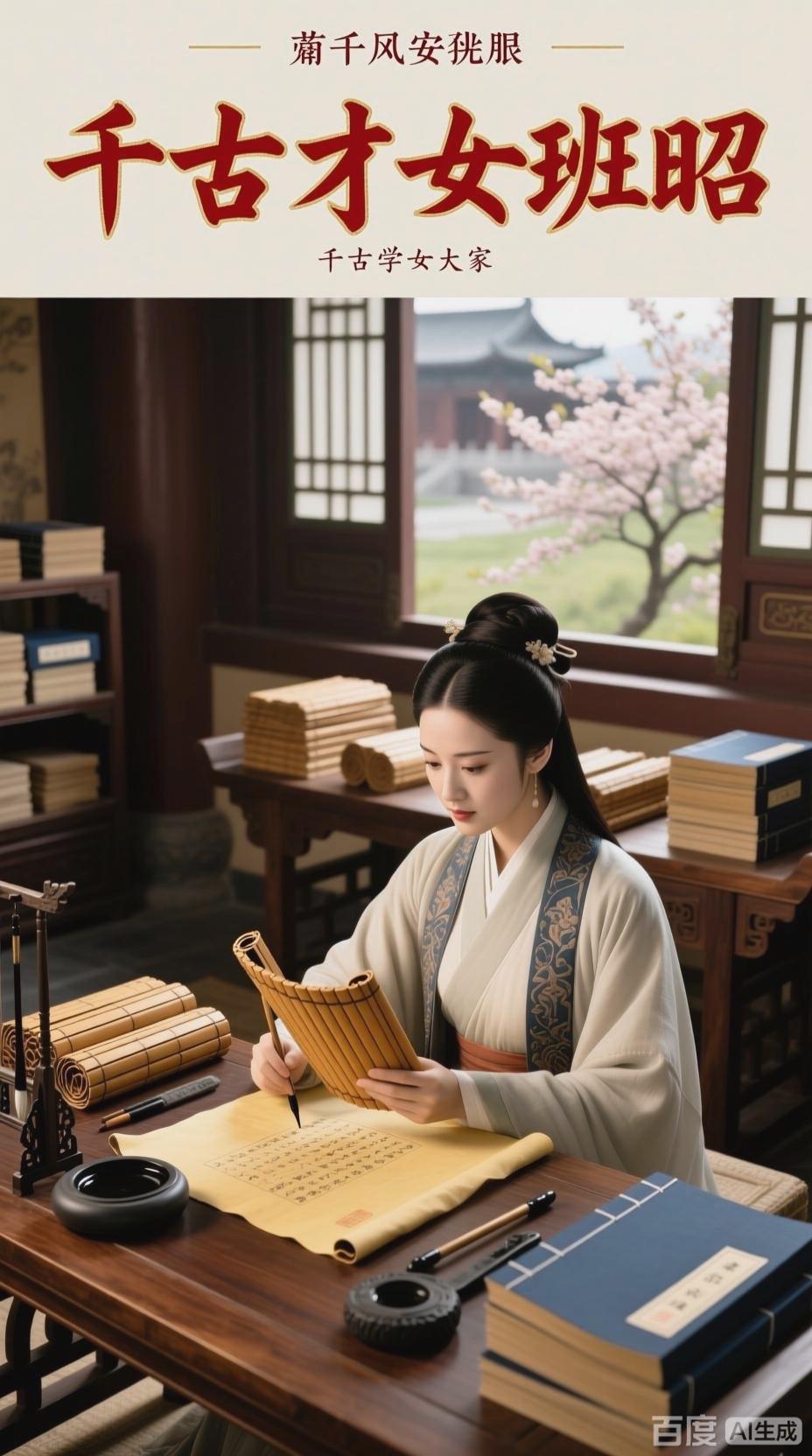 班昭早年丧夫，以未亡人身份持家，却凭借家学渊源和自身才学，续写《汉书》天文、地理