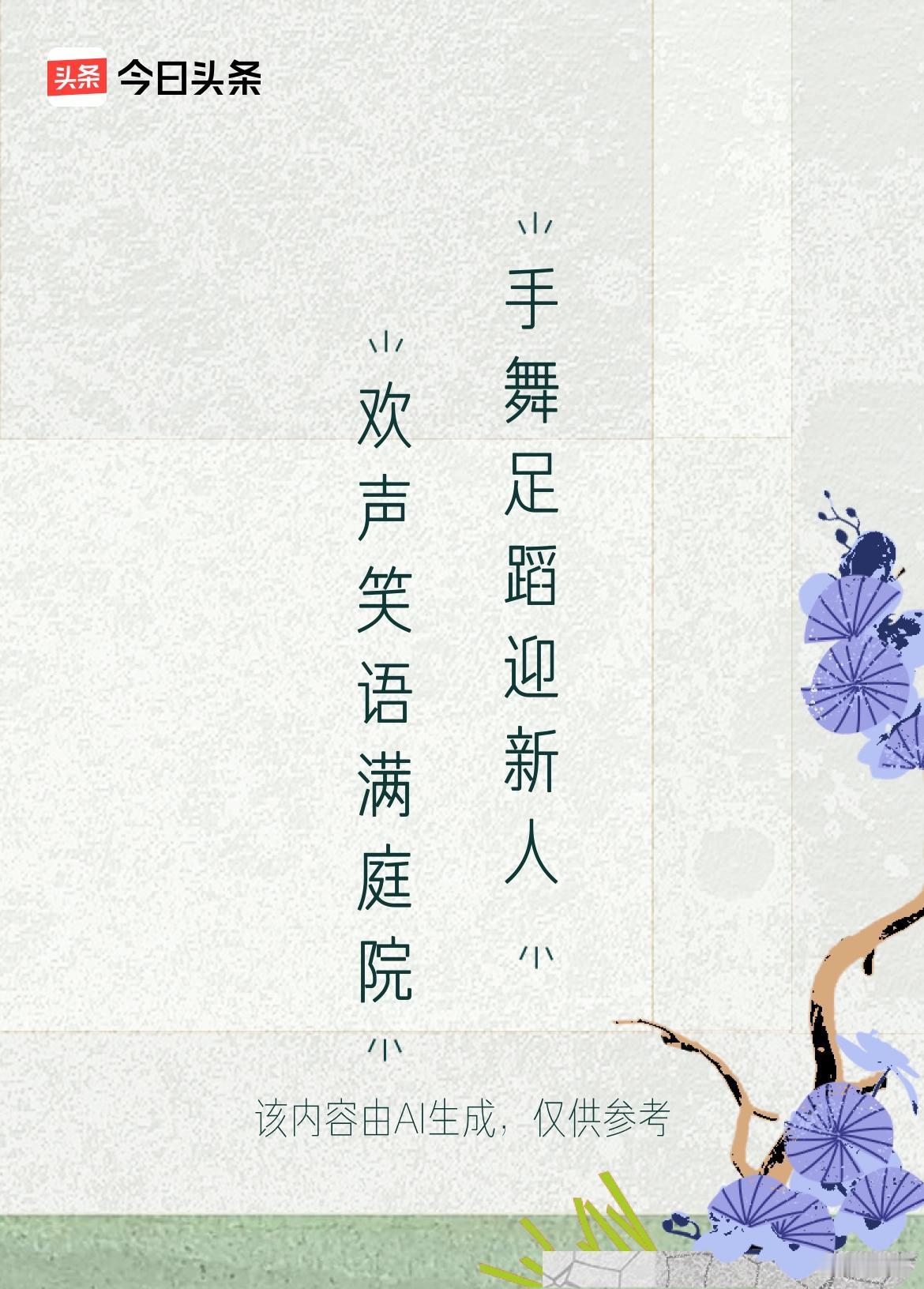 文学创作大会上联：欢声笑语满庭院，下联：手舞足蹈迎新人。戳这里👉和我一起作诗词