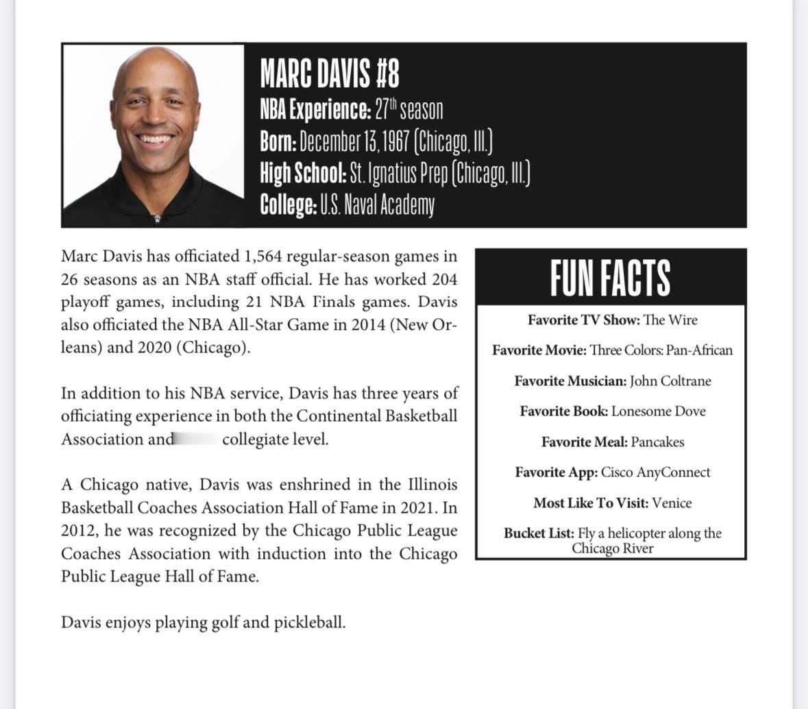 湖人对阵森林狼三位裁判：MARC DAVIS 8号（主）、TYLER FORD 